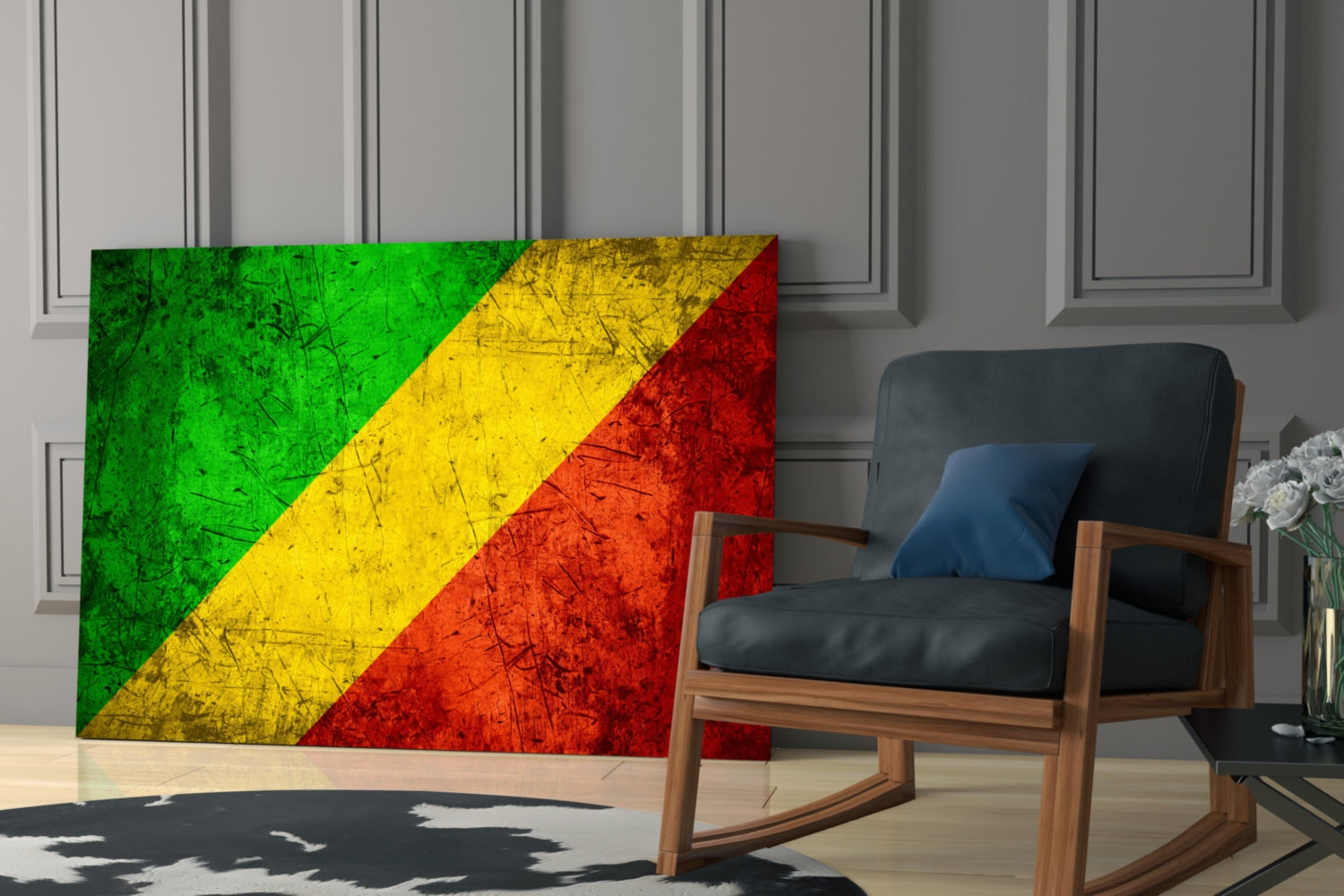 Flag of Republic of the Congo Glass Wall Art.