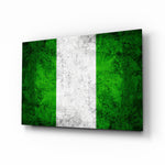 Flag of Nigeria glass wall art in a modern home office
