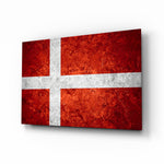 Flag of Denmark glass wall art in a modern home office