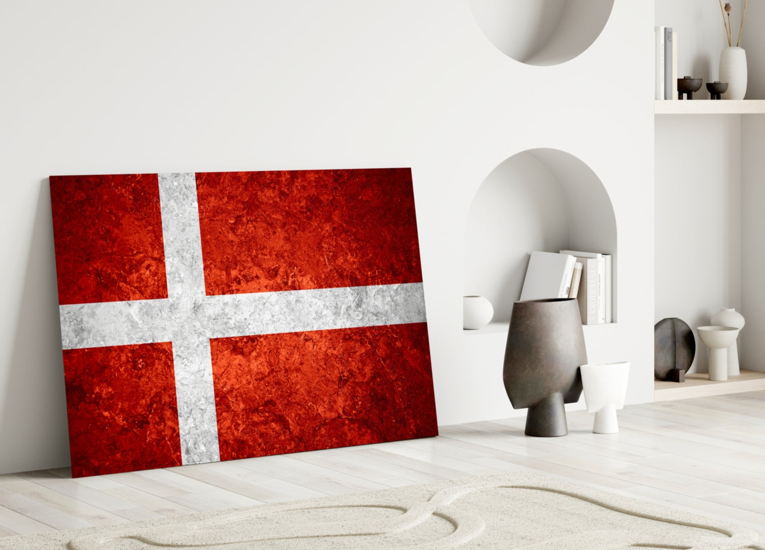 Flag of Denmark Glass Wall Art.