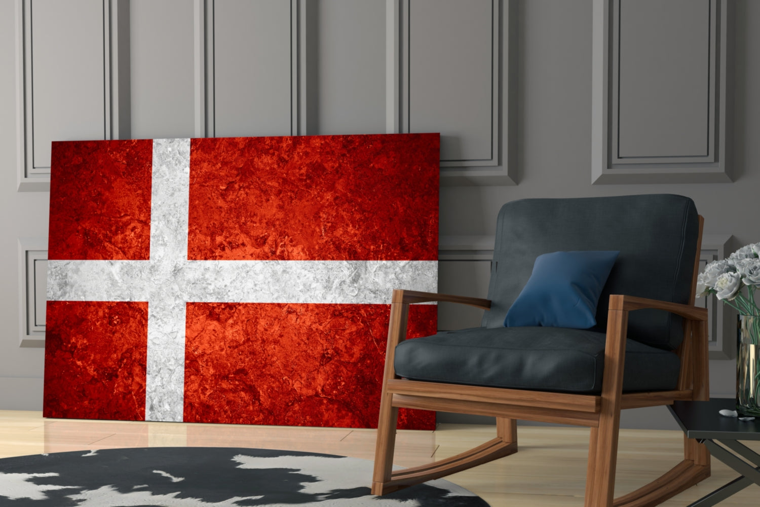 Flag of Denmark Glass Wall Art.