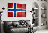 Flag of Norway artwork styled in a study interior