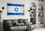 Flag of Israel artwork styled in a study interior