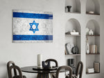 Patriotic glass print bringing Israeli edge to a hallway