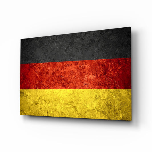 Flag of Germany glass wall art in a modern home office