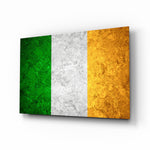 Flag of Ireland glass wall art in a modern home office
