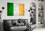 Flag of Ireland artwork styled in a study interior