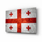 Flag of Georgia glass wall art in a modern home office
