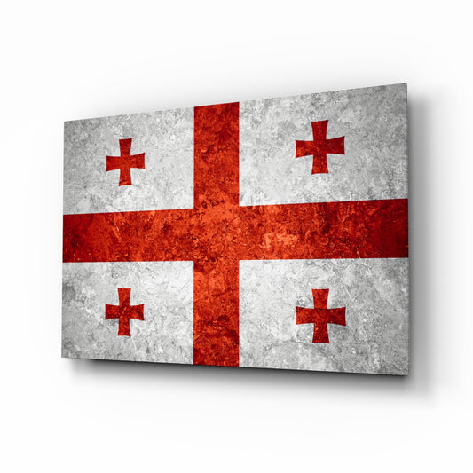 Flag of Georgia glass wall art in a modern home office