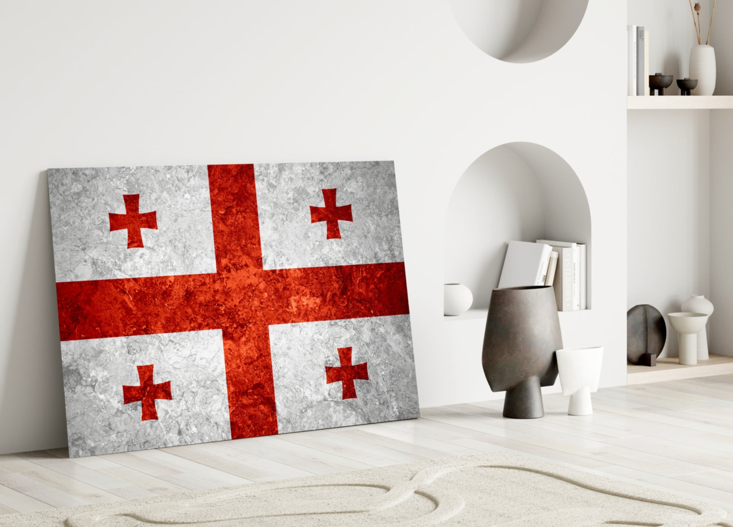 Flag of Georgia Glass Wall Art.