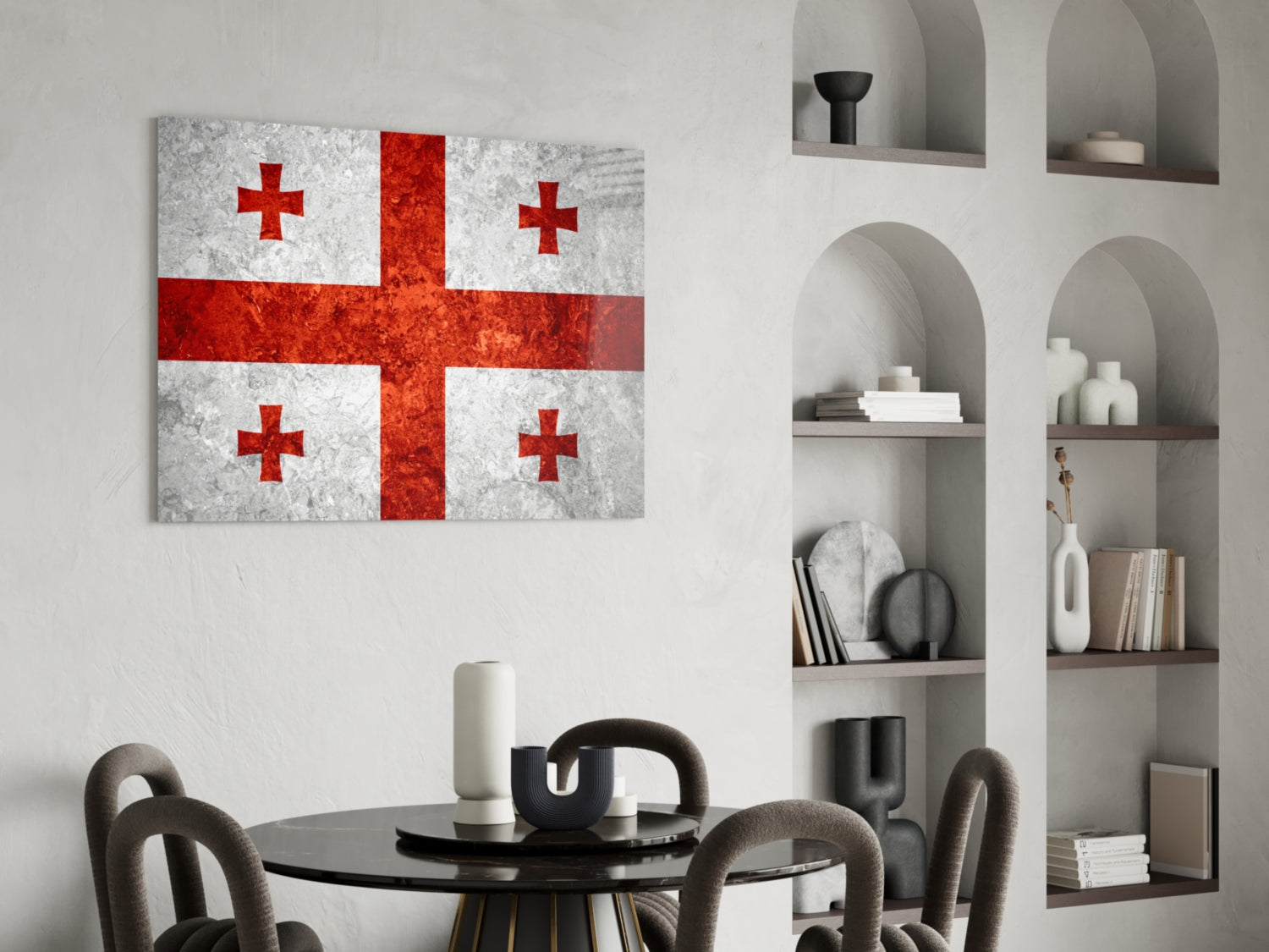 Flag of Georgia Glass Wall Art.