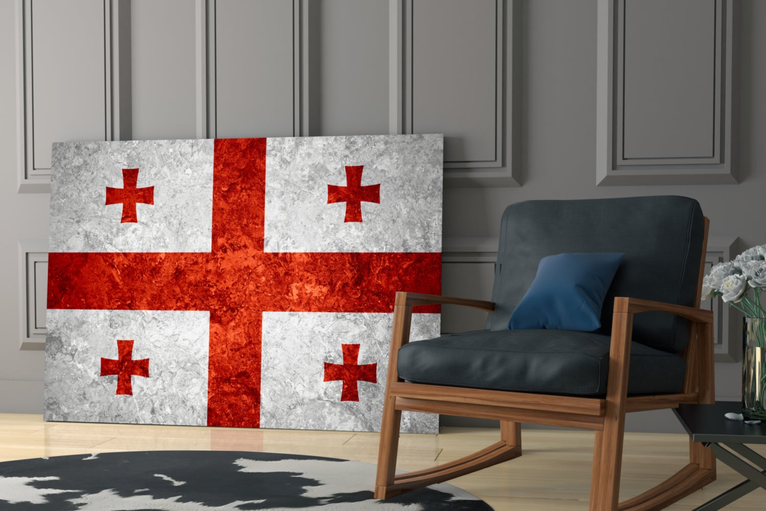 Flag of Georgia Glass Wall Art.