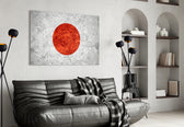 Flag of Japan artwork styled in a study interior
