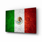 Flag of Mexico glass wall art in a modern home office