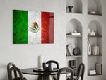 Patriotic glass print bringing Mexican edge to a hallway