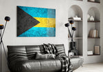 Flag of Bahamas artwork styled in a study interior