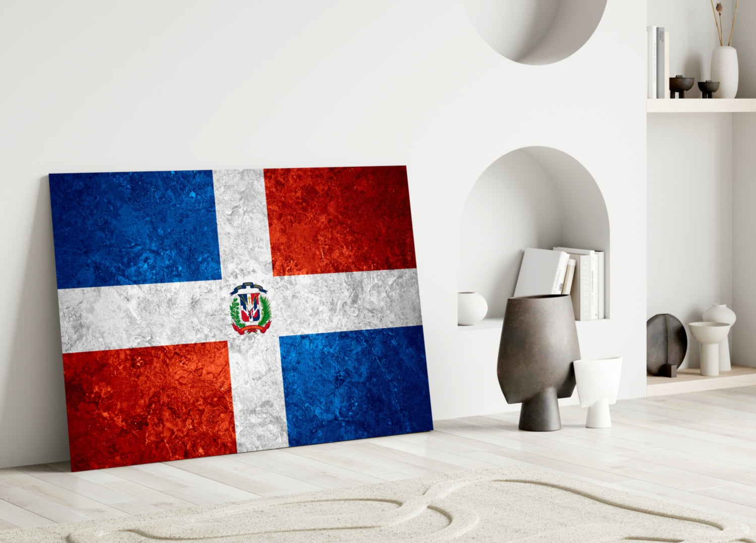 Flag of Dominic Republic Glass Wall Art.