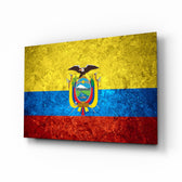 Flag of Ecuador glass wall art in a modern home office