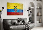 Flag of Ecuador artwork styled in a study interior