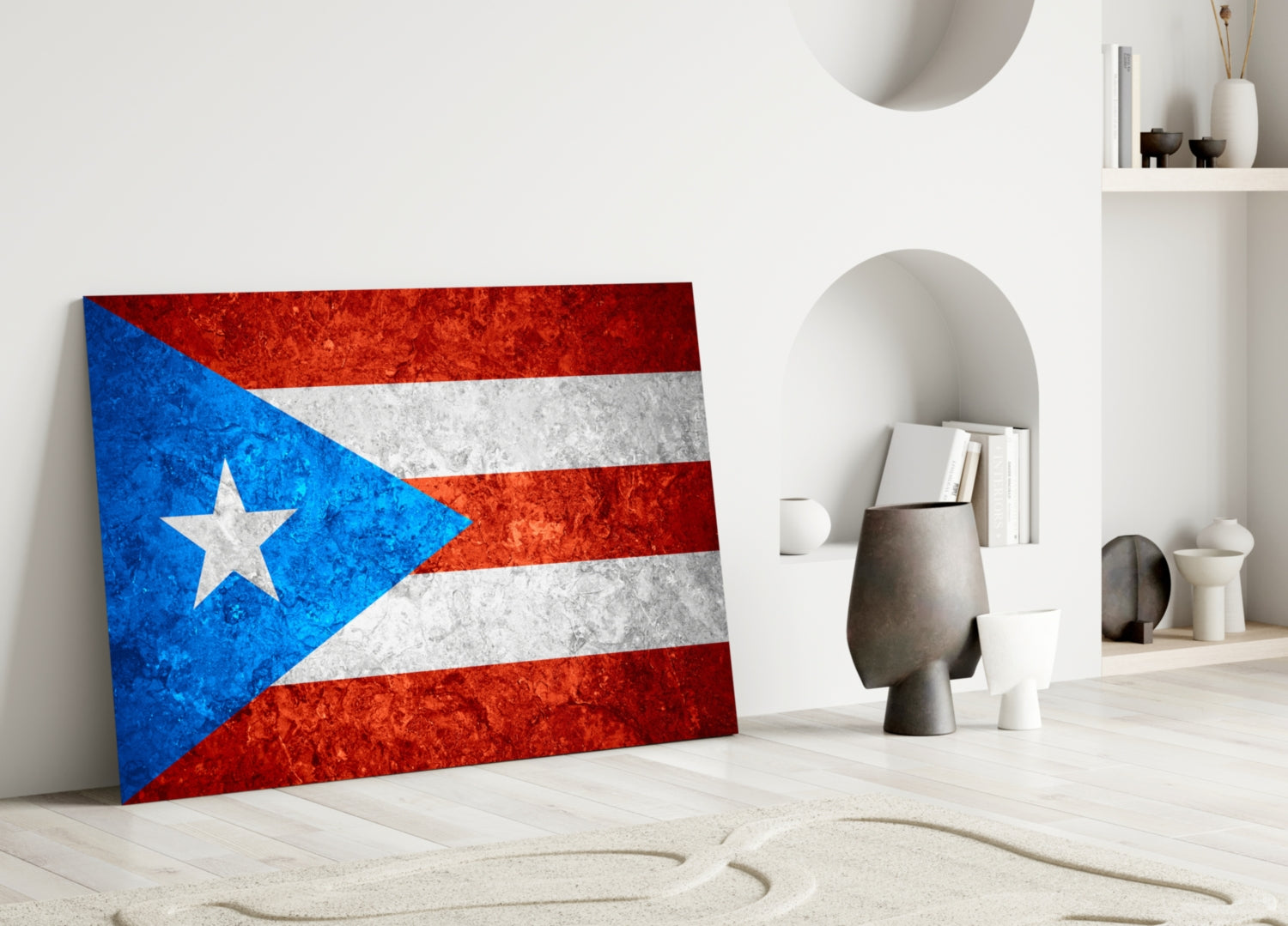 Flag of Puerto Rico Glass Wall Art.