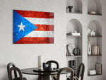 Patriotic glass print bringing Puerto-Rican edge to a hallway