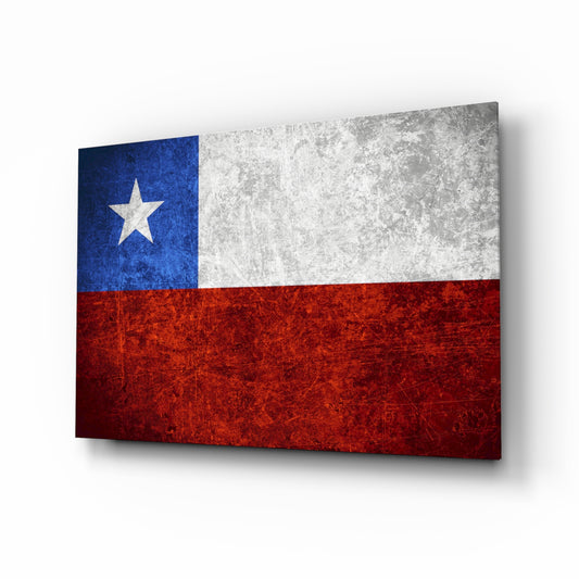 Flag of Chile glass wall art in a modern home office