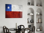 Patriotic glass print bringing Chilean edge to a hallway