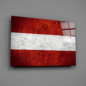 Patriotic panel anchoring a man cave wall
