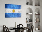 Patriotic glass print bringing Argentine edge to a hallway