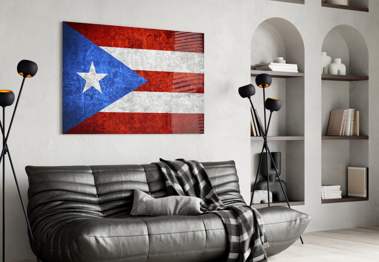 Flag of Puerto Rico Glass Wall Art.