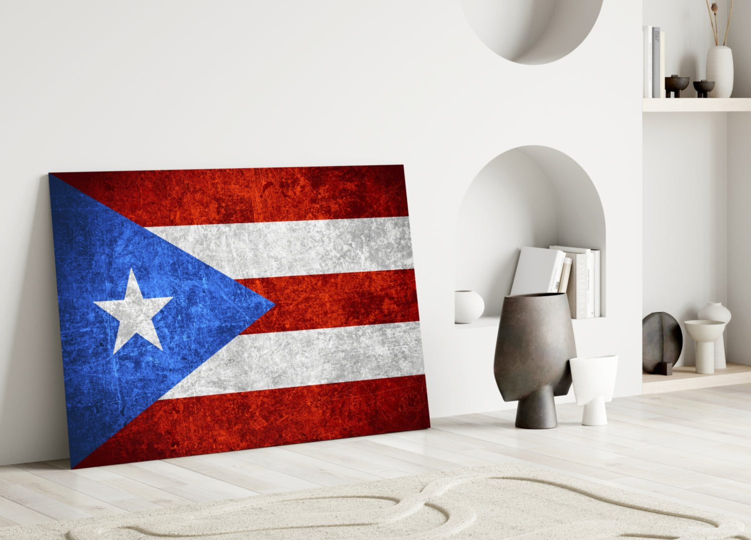 Flag of Puerto Rico Glass Wall Art.