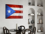 Patriotic glass print bringing Puerto-Rican edge to a hallway