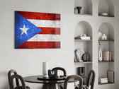 Patriotic glass print bringing Puerto-Rican edge to a hallway