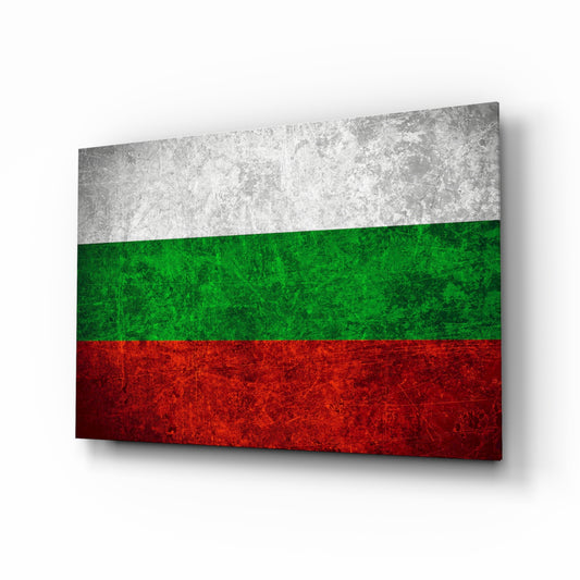 Flag of Bulgaria glass wall art in a modern home office