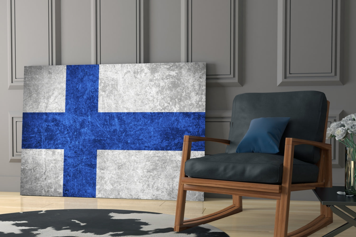 Flag of Finland Glass Wall Art.