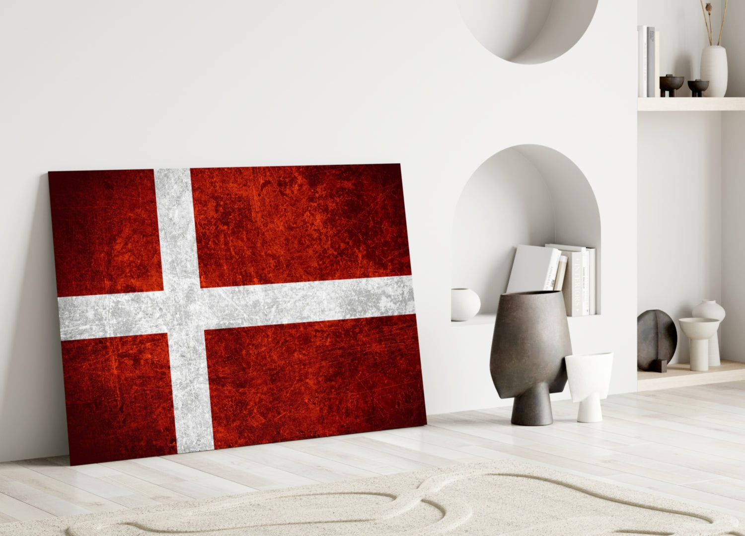 Flag of Denmark Glass Wall Art.