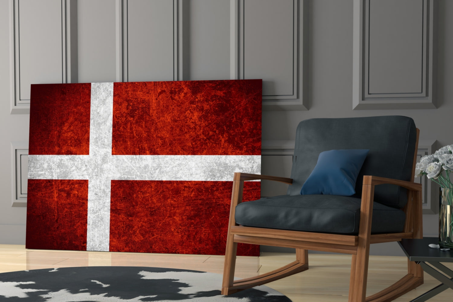 Flag of Denmark Glass Wall Art.