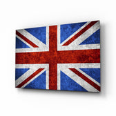 Flag of United Kingdom glass wall art in a modern home office