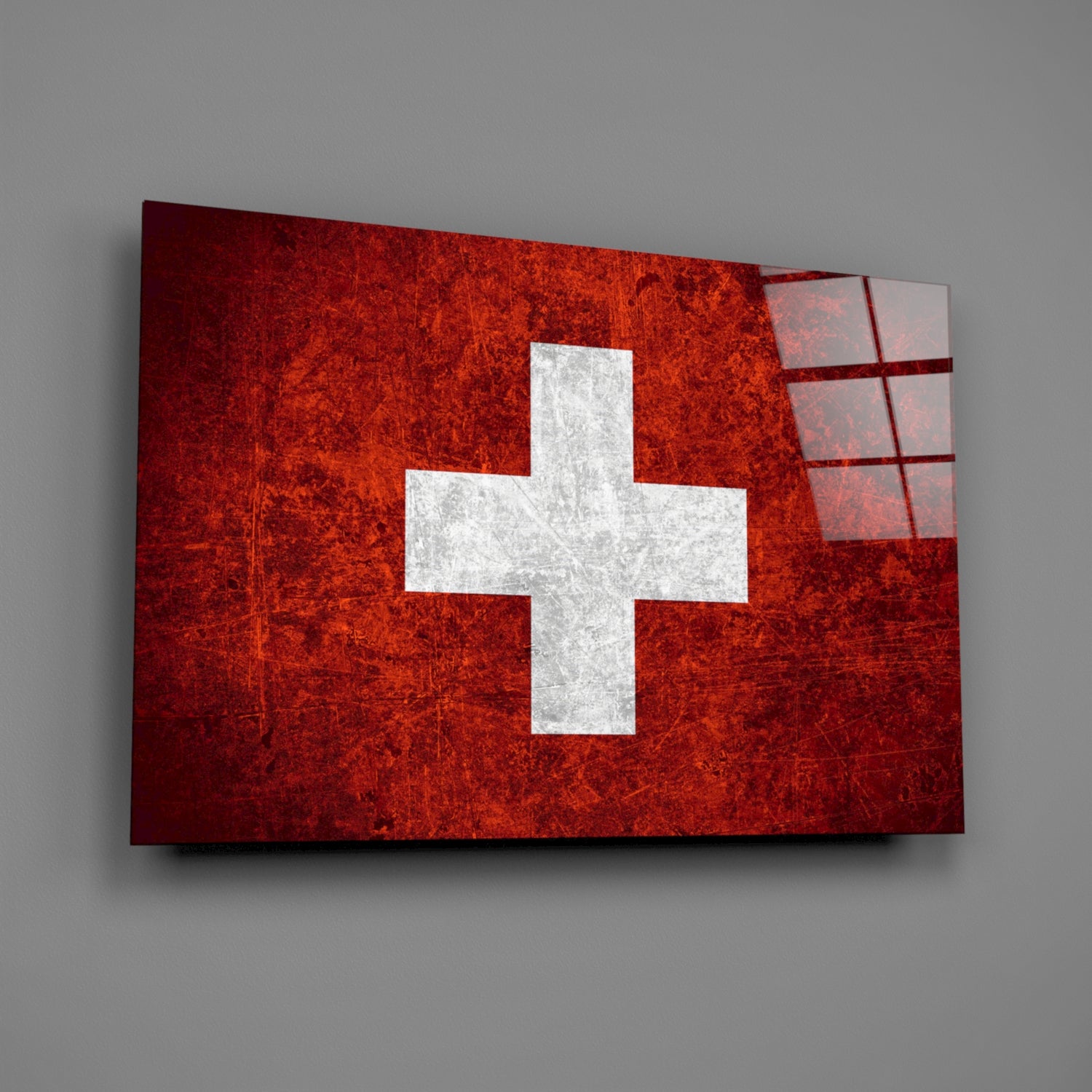 Flag of Switzerland Glass Wall Art.