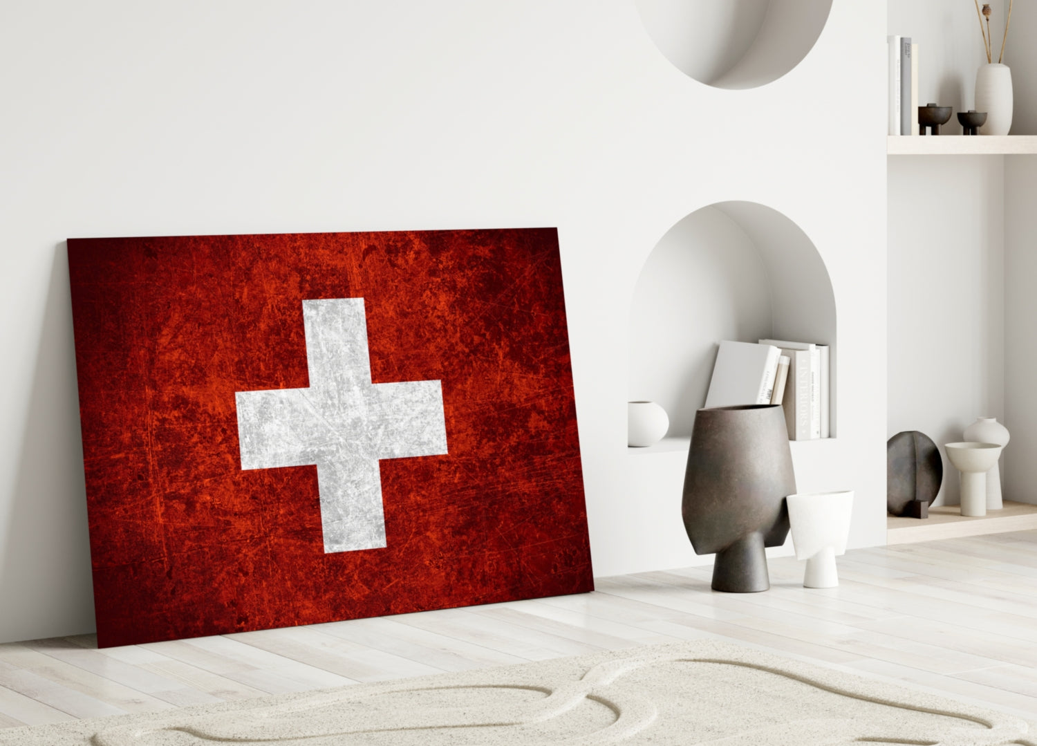 Flag of Switzerland Glass Wall Art.