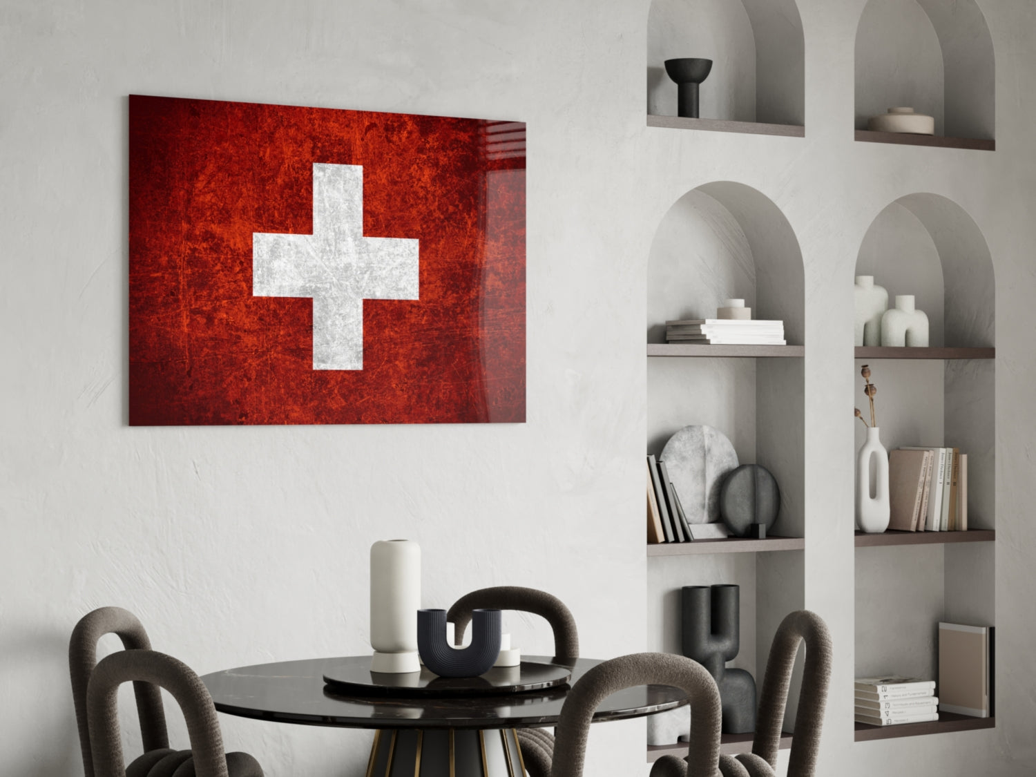 Flag of Switzerland Glass Wall Art.