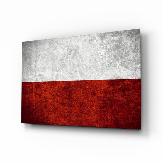 Flag of Poland glass wall art in a modern home office