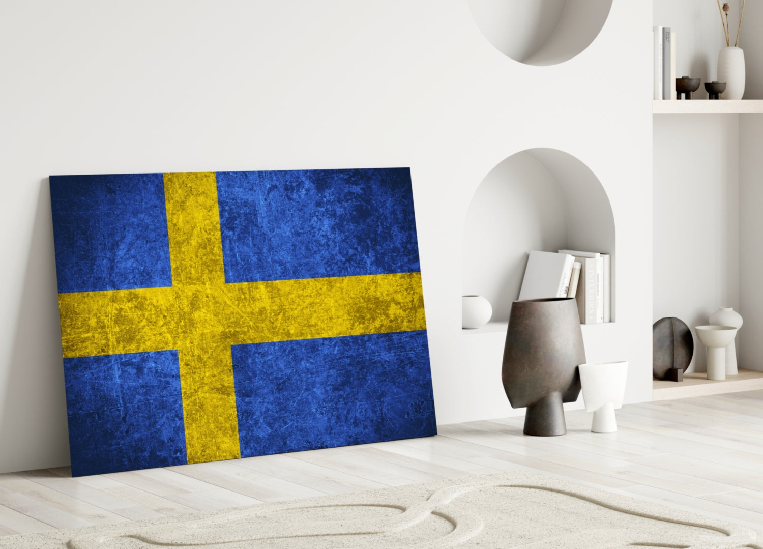 Flag of Sweden  Glass Wall Art.