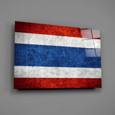 Patriotic panel anchoring a man cave wall