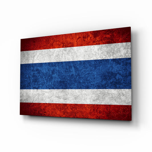 Flag of Thailand glass wall art in a modern home office