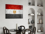 Patriotic glass print bringing Egyptian edge to a hallway
