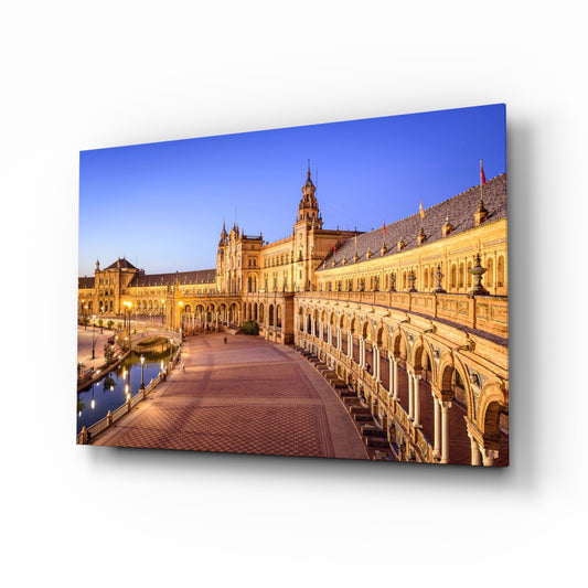 Sevilla glass wall art in a modern living room