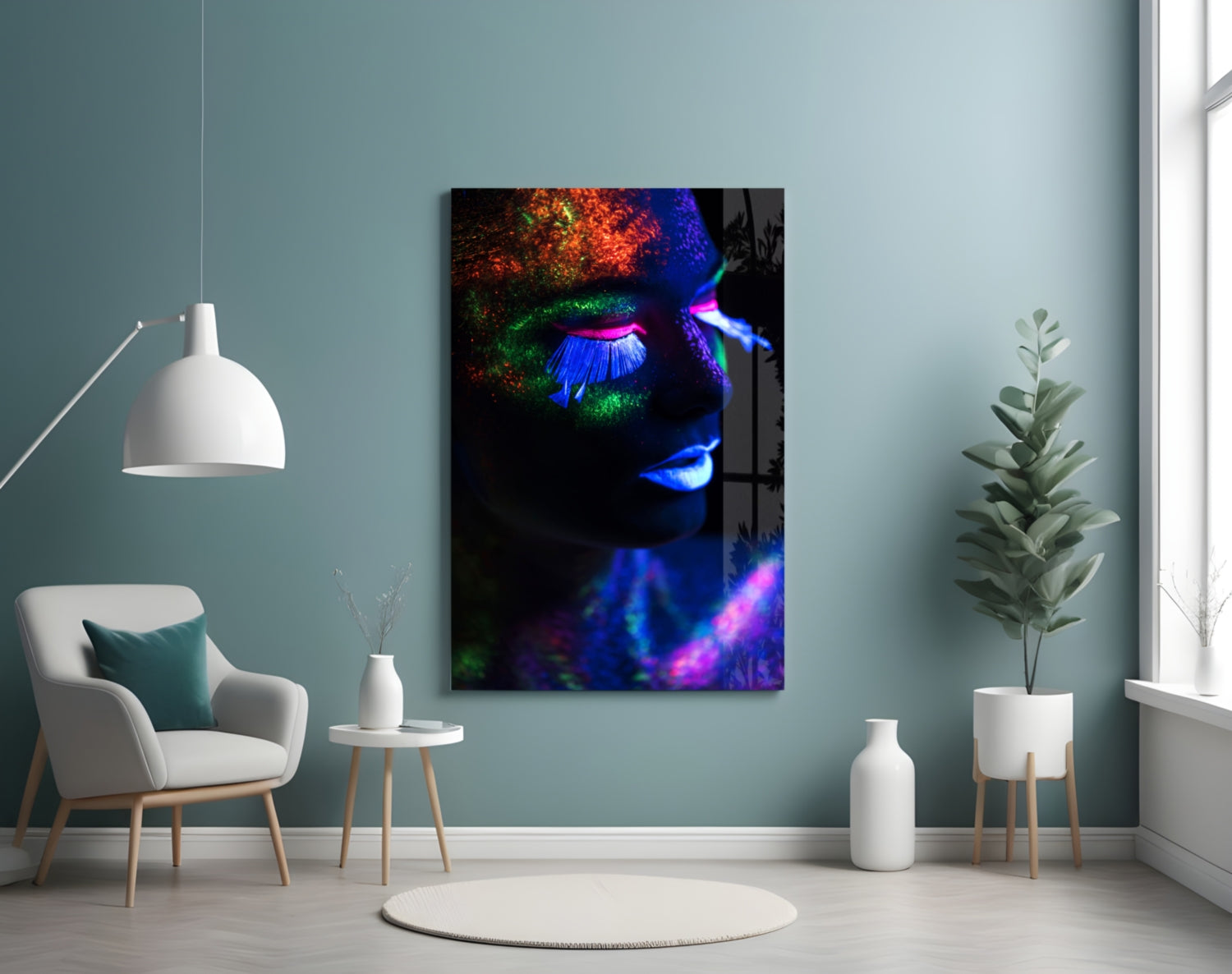 Neon Make Up Glass Wall Art.