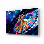 Roulette glass wall art in a modern man cave