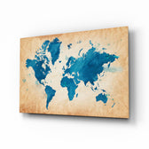 World Map glass wall art in a modern study
